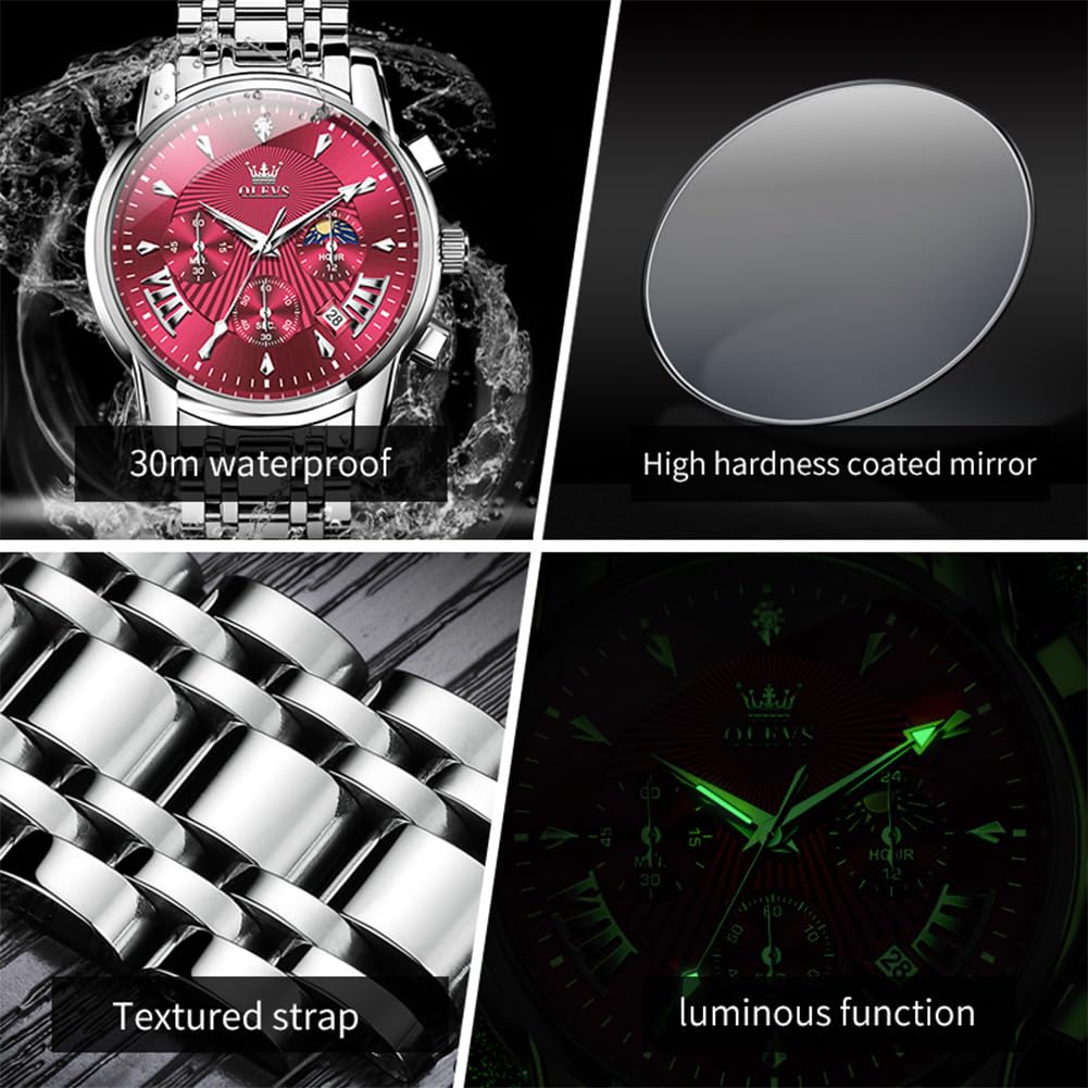 Mens Stainless Steel Analog Quartz Waterproof Watch V12473