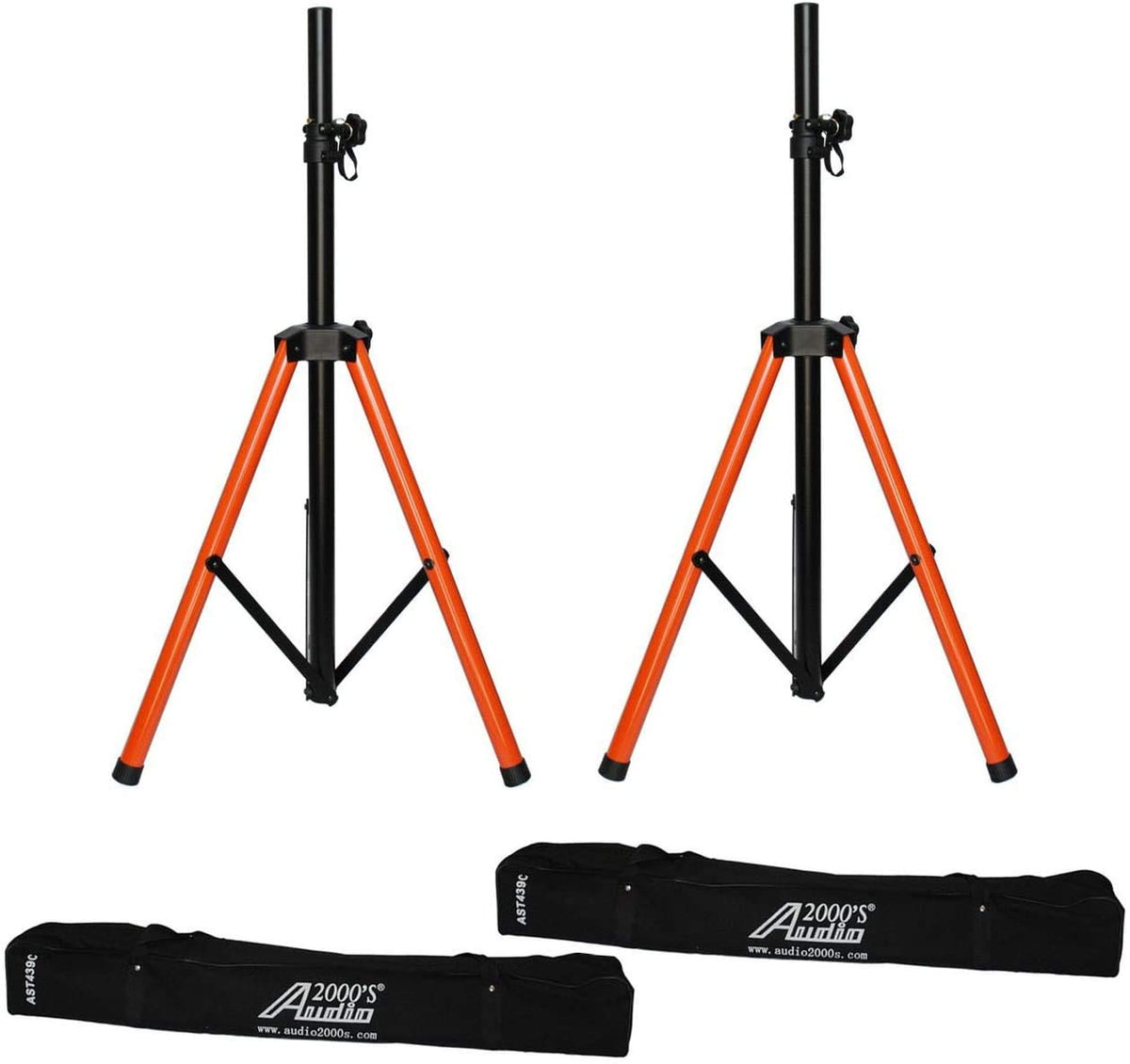 Tripod PA Speaker Stands with Orange Base and 2 Canvas Carrying Bags L582