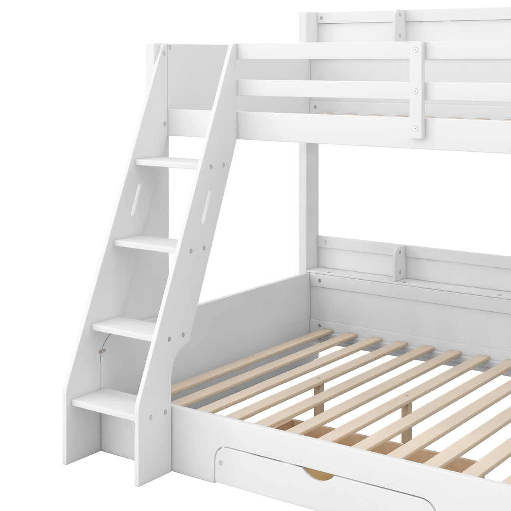 Twin Over Full Bunk Bed with Storage Shelves W95151