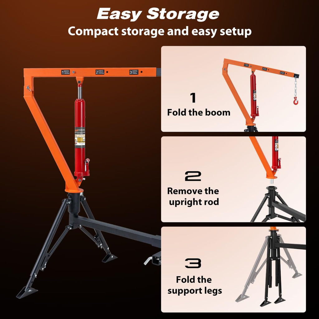 1500 lb Hydraulic Hitch Mounted Truck Crane U249
