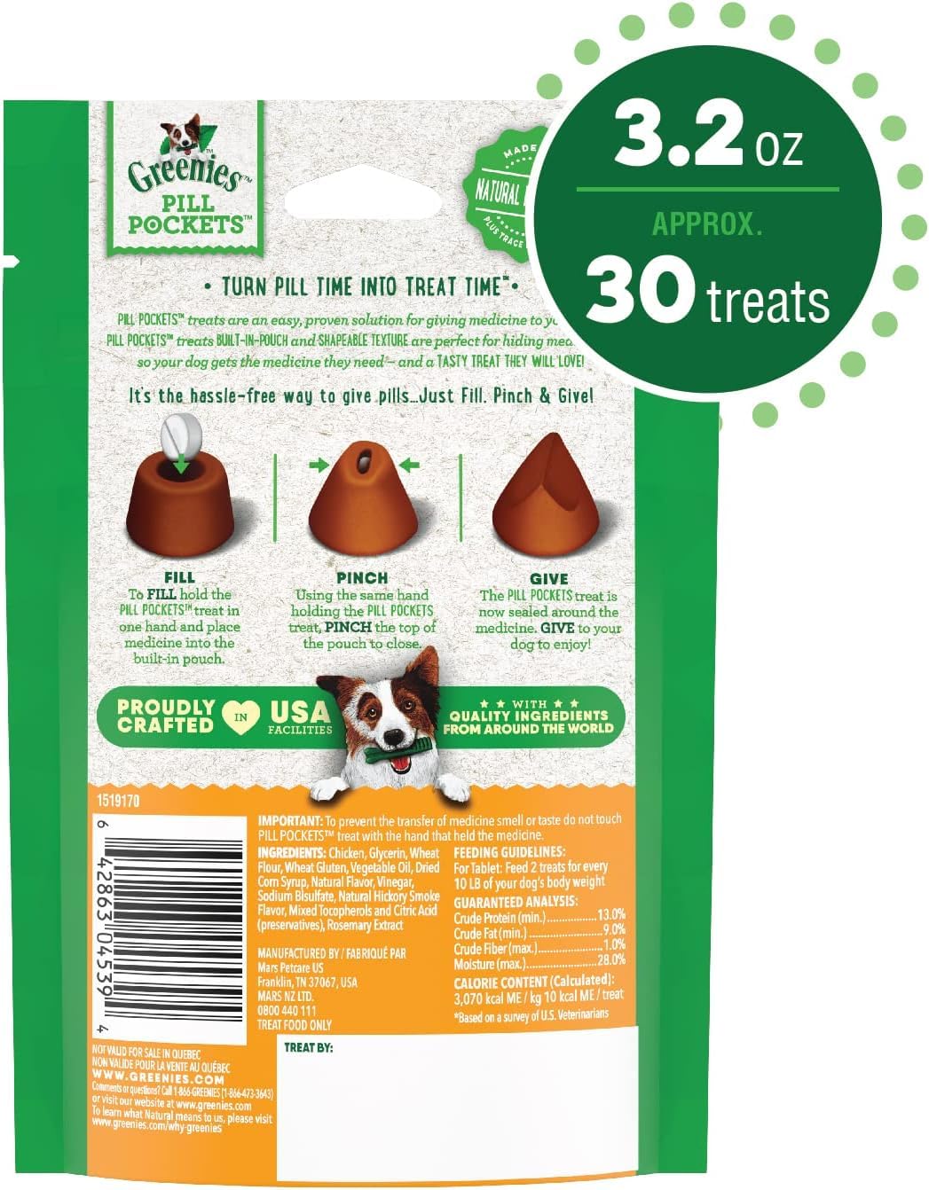 Chicken Dog Treats 30 Count Pack of 6 U177