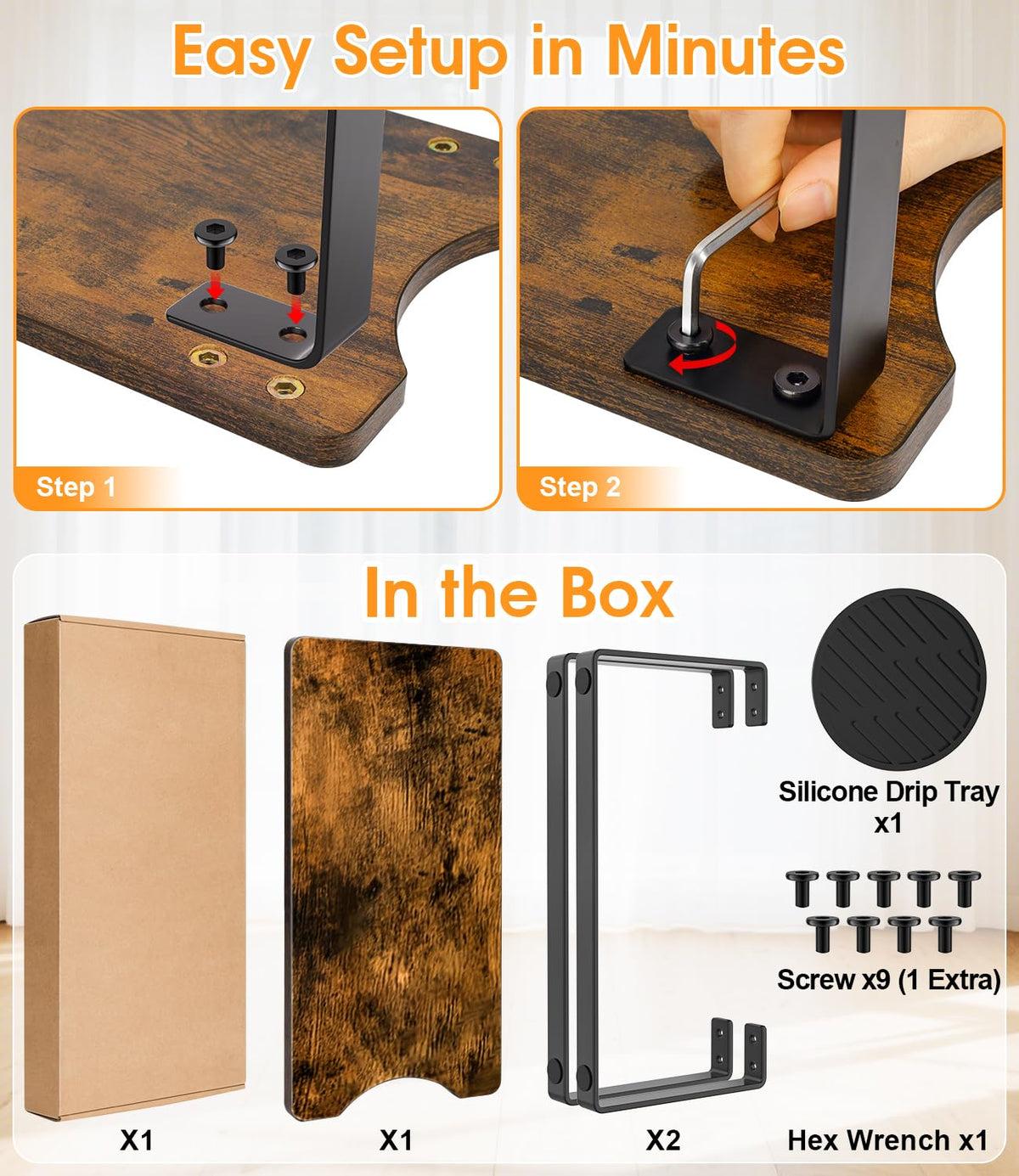 Wood Water Filter Dispenser Stand with Drip Tray T47948