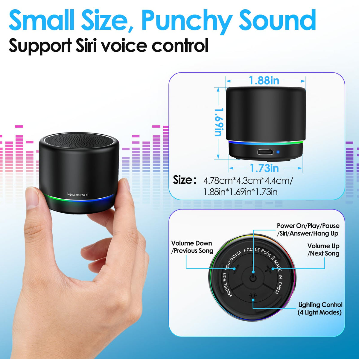 Portable Bluetooth Speaker with Noise Reduction Mic, Black Q54383