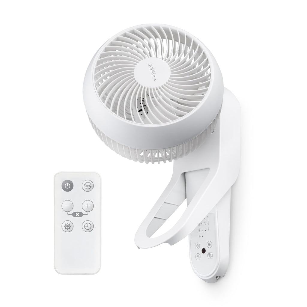 Wall Mount Fan with Remote, 360° Oscillation, 3 Speeds, White A5144