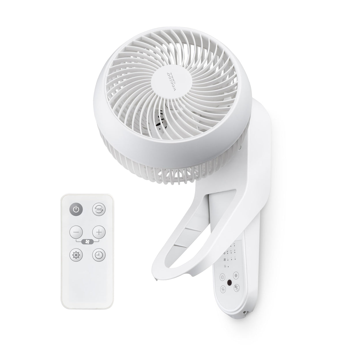 Wall Mount Fan with Remote, 360° Oscillation, 3 Speeds, White A5144