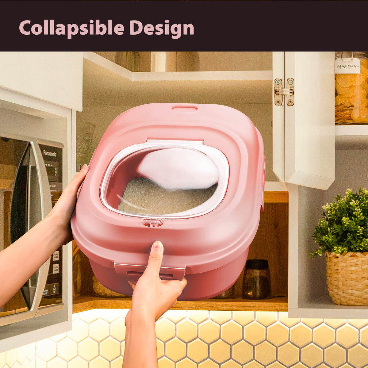 Collapsible Airtight Dry Food Storage Containers with Rolling Wheel X610525