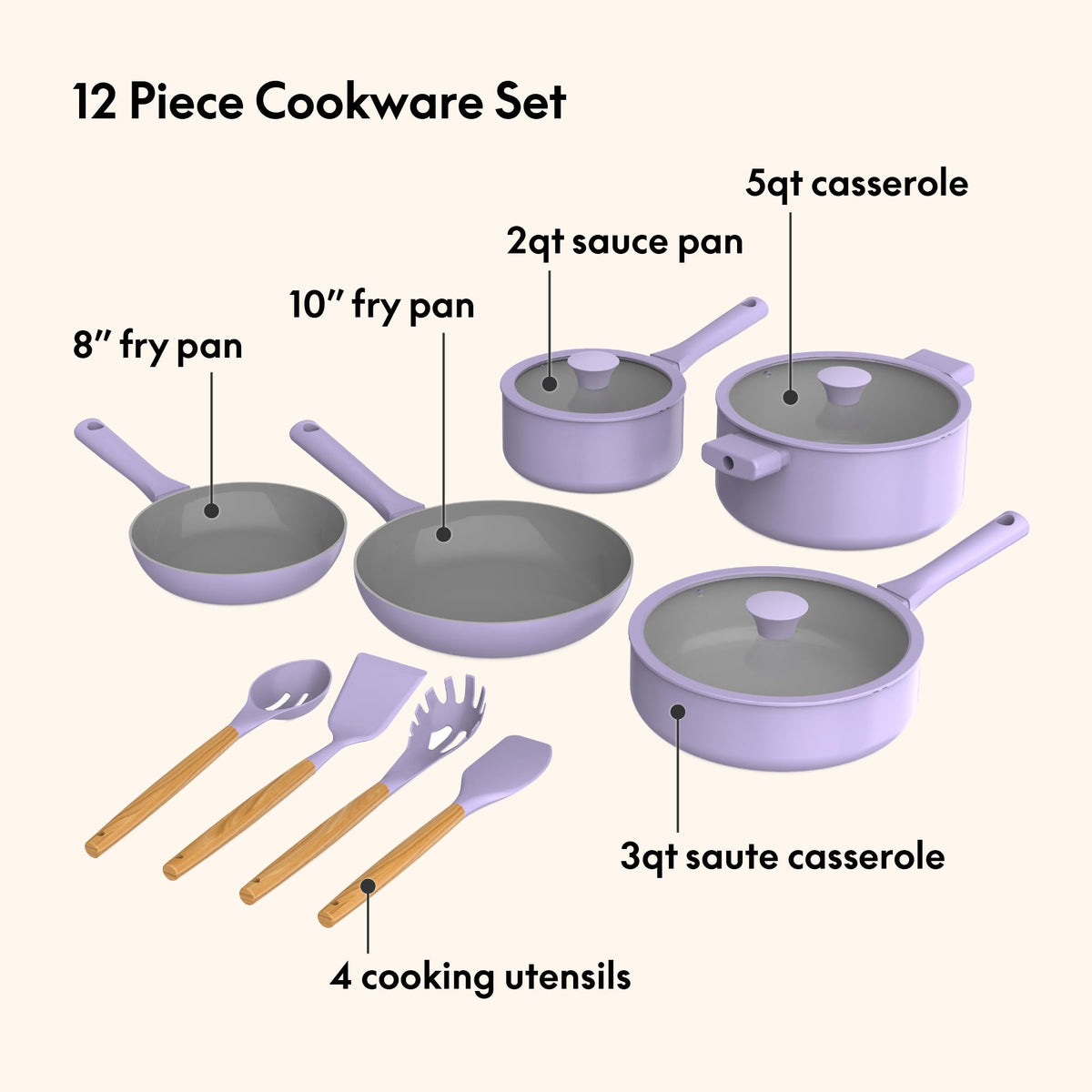 12 Piece Ceramic Nonstick Cookware Set W90217