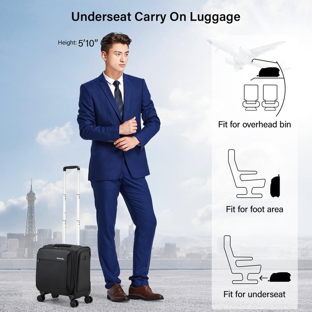 16 Inch Underseat Carry On Luggage with Wheels Dark Gray J8190