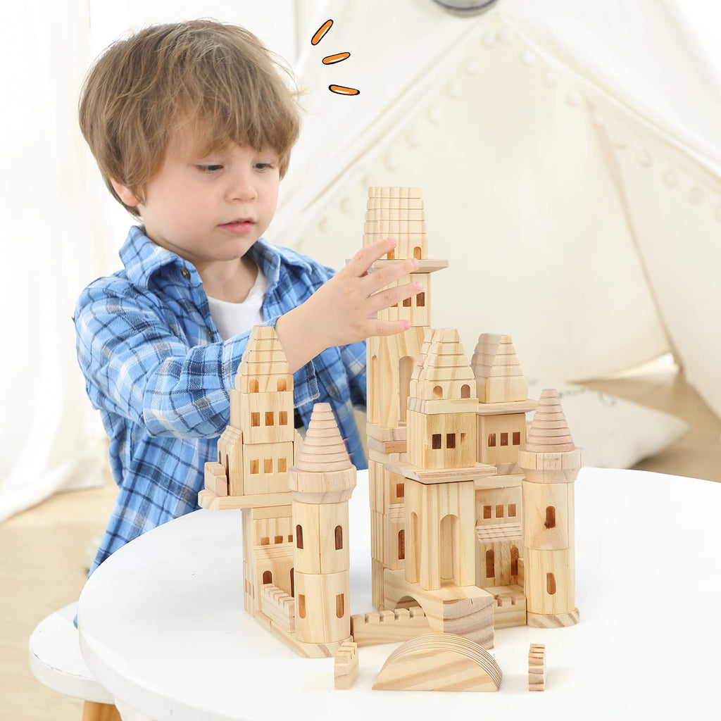 75 Pieces Wooden Castle Building Blocks T935648
