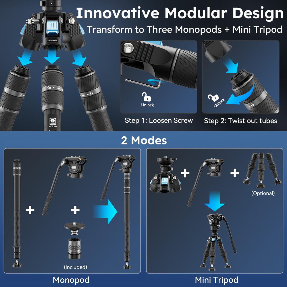 Carbon Fiber Video Tripod Kit L1030