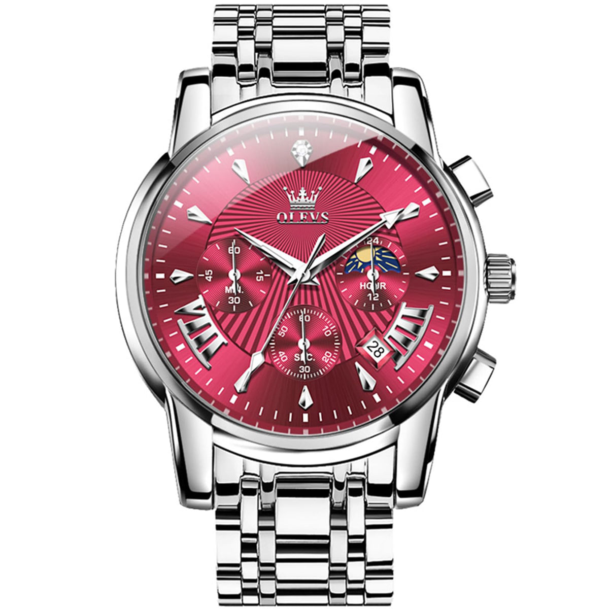 Mens Stainless Steel Analog Quartz Waterproof Watch V12473