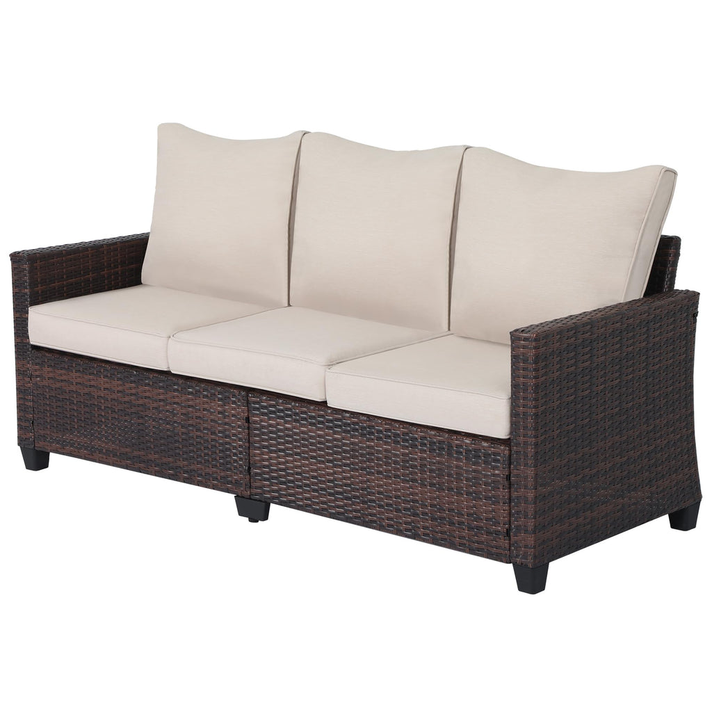 Rattan 3-Seater Outdoor Sofa with Blue Cushions Z6177