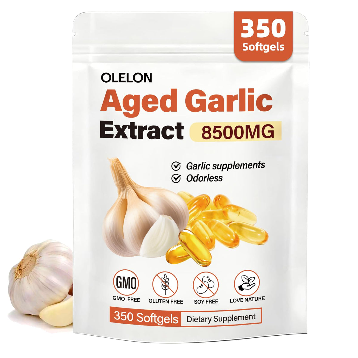 Aged Garlic Extract 350 Softgels Odorless Organic Garlic Supplement T279