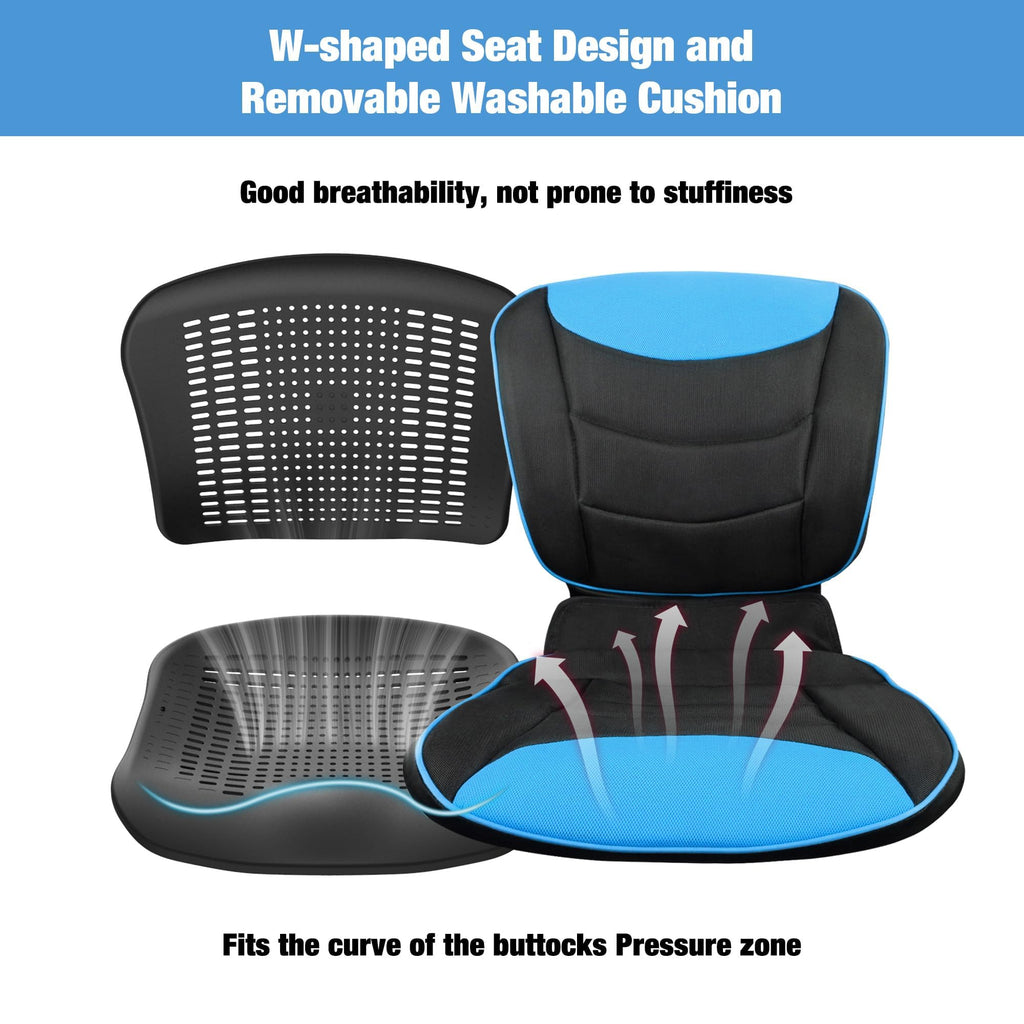 Lightweight Foldable Transport Wheelchair with Telescopic Handle, 16-Inch Seat, Blue W10767