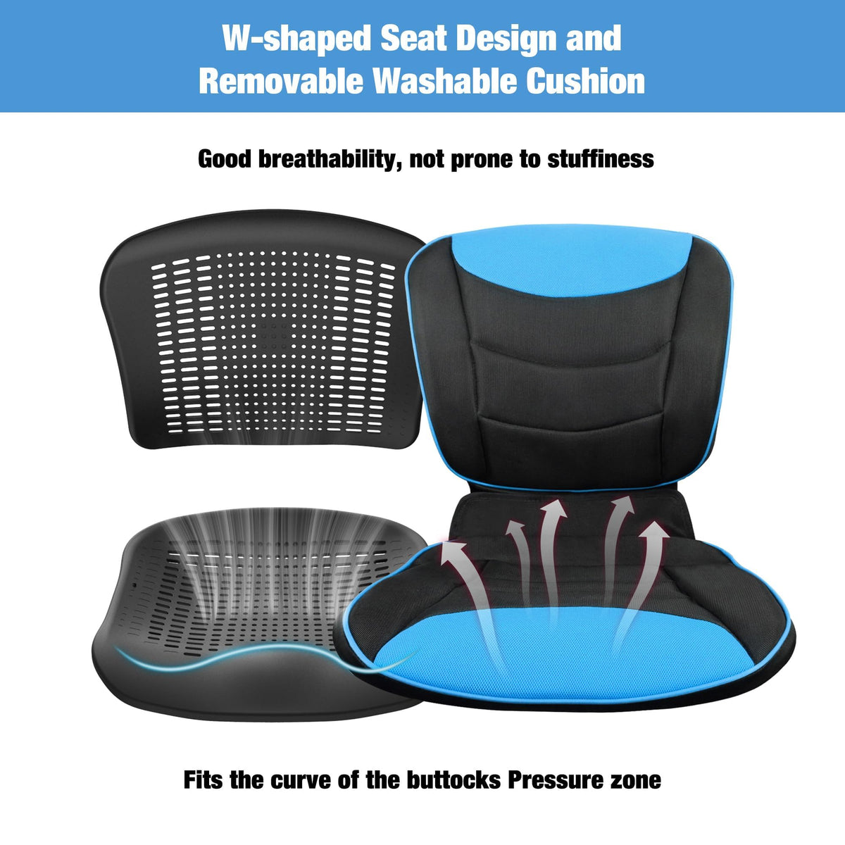Lightweight Foldable Transport Wheelchair with Telescopic Handle, 16-Inch Seat, Blue W10767