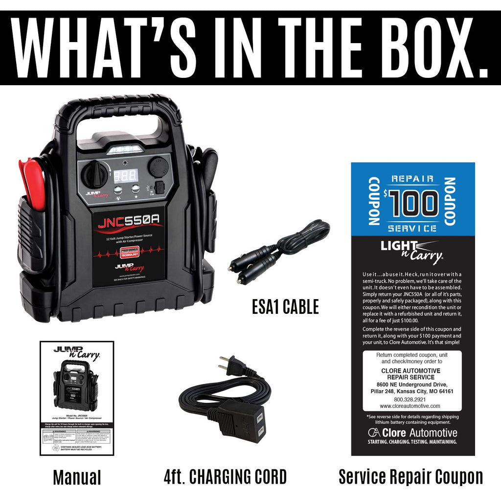 1100 Peak Amp Jump Starter with Air Compressor A168