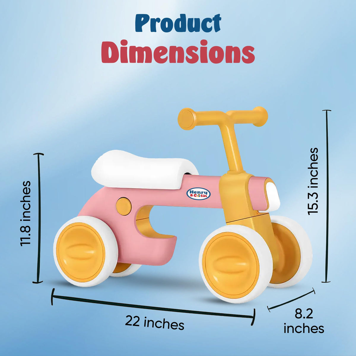 4 Wheel Toddler Balance Bike with Lights Music Soft Seat Pink Y840875