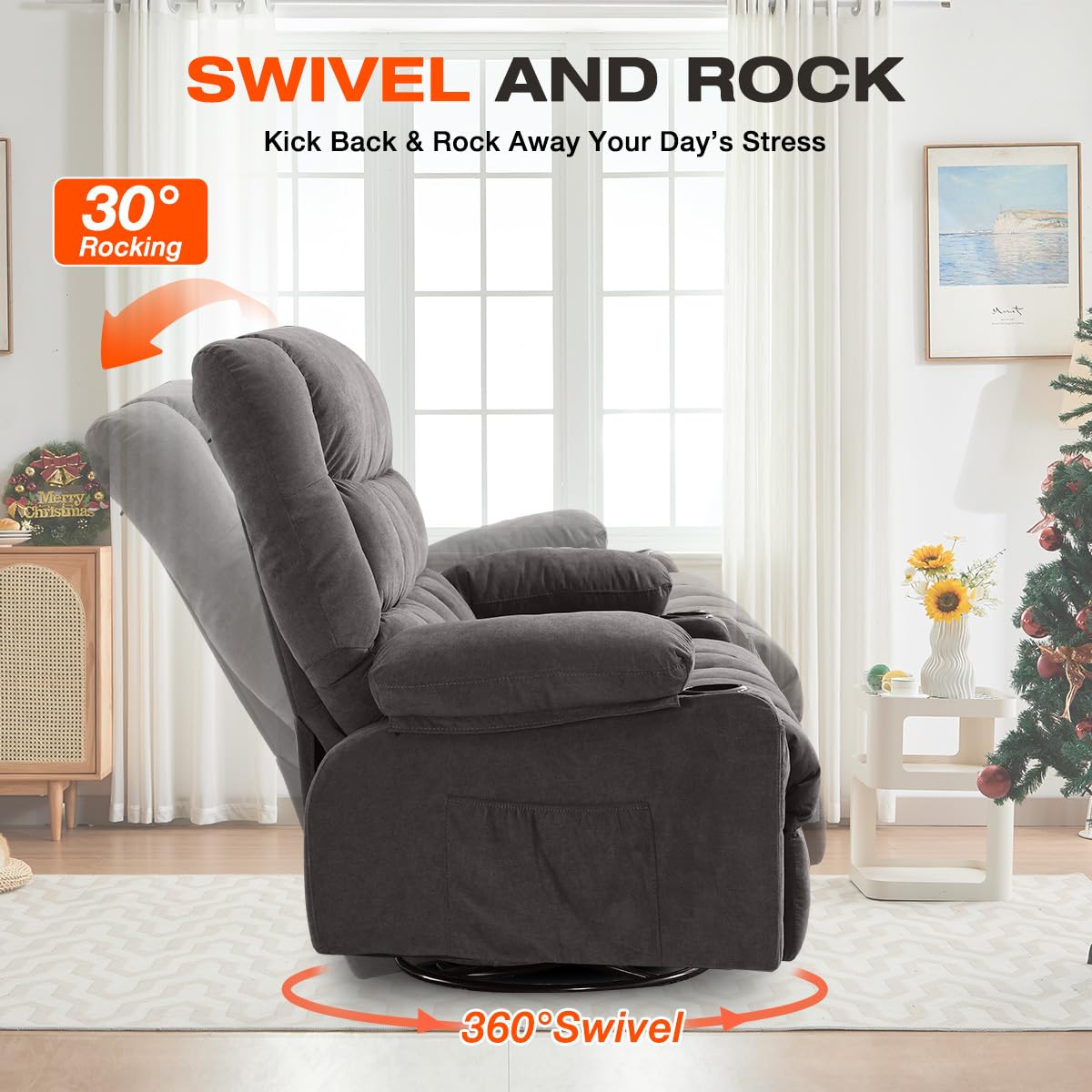 Oversized Swivel Rocker Recliner with Massage and Heat K38931