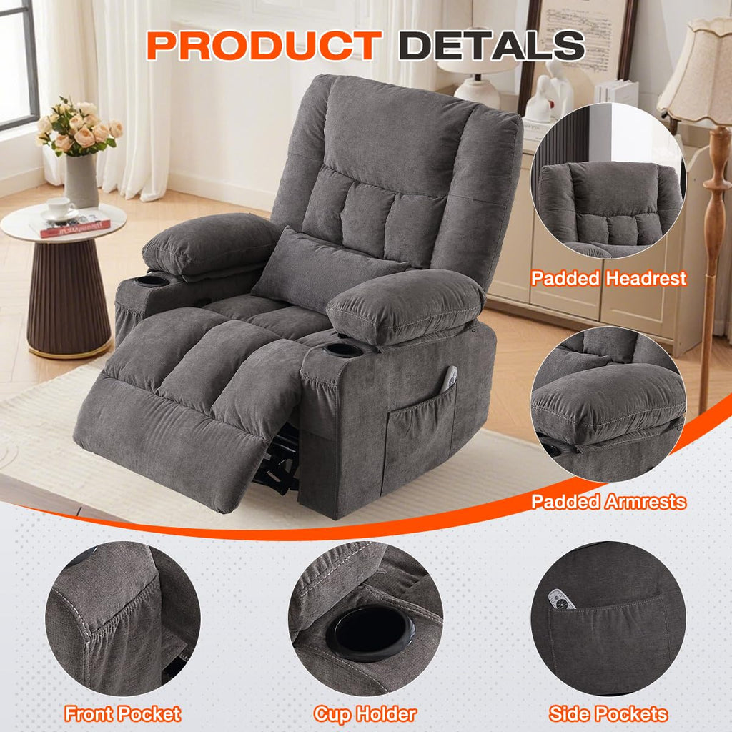 Oversized Swivel Rocker Recliner with Massage and Heat K38931
