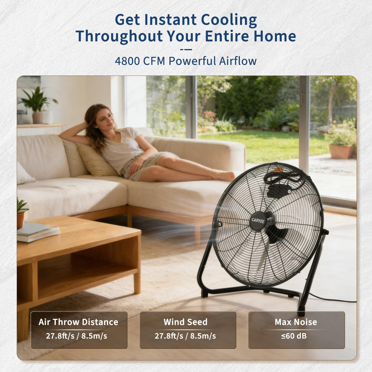 20 Inch 3 Speeds High Velocity Metal Floor Fan T1064