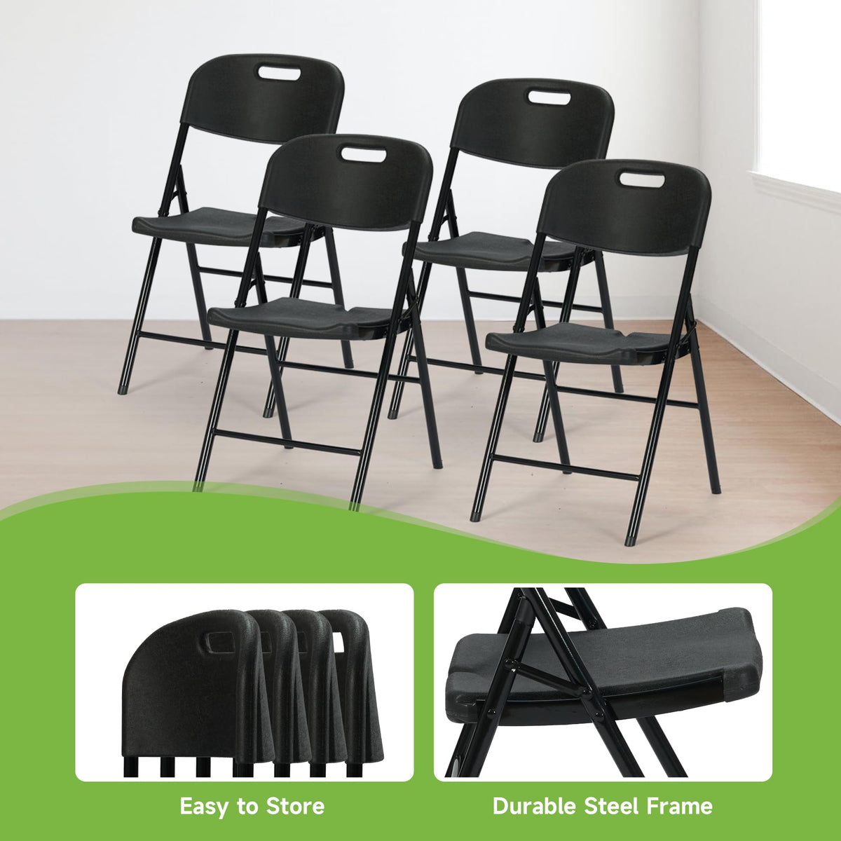 Black Plastic Folding Chair Set of 10 D268577