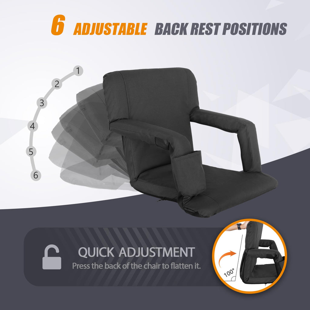 20.5"/25" Wide Padded Stadium Seat with Back Support J461