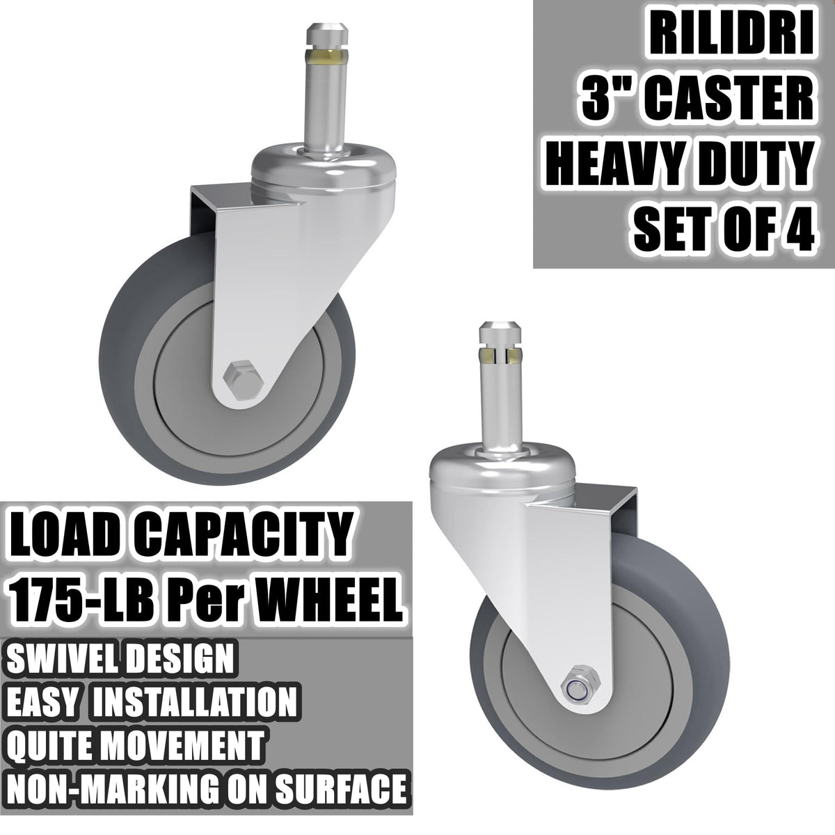 3-Inch Swivel Stem Caster 4 Pack F29517