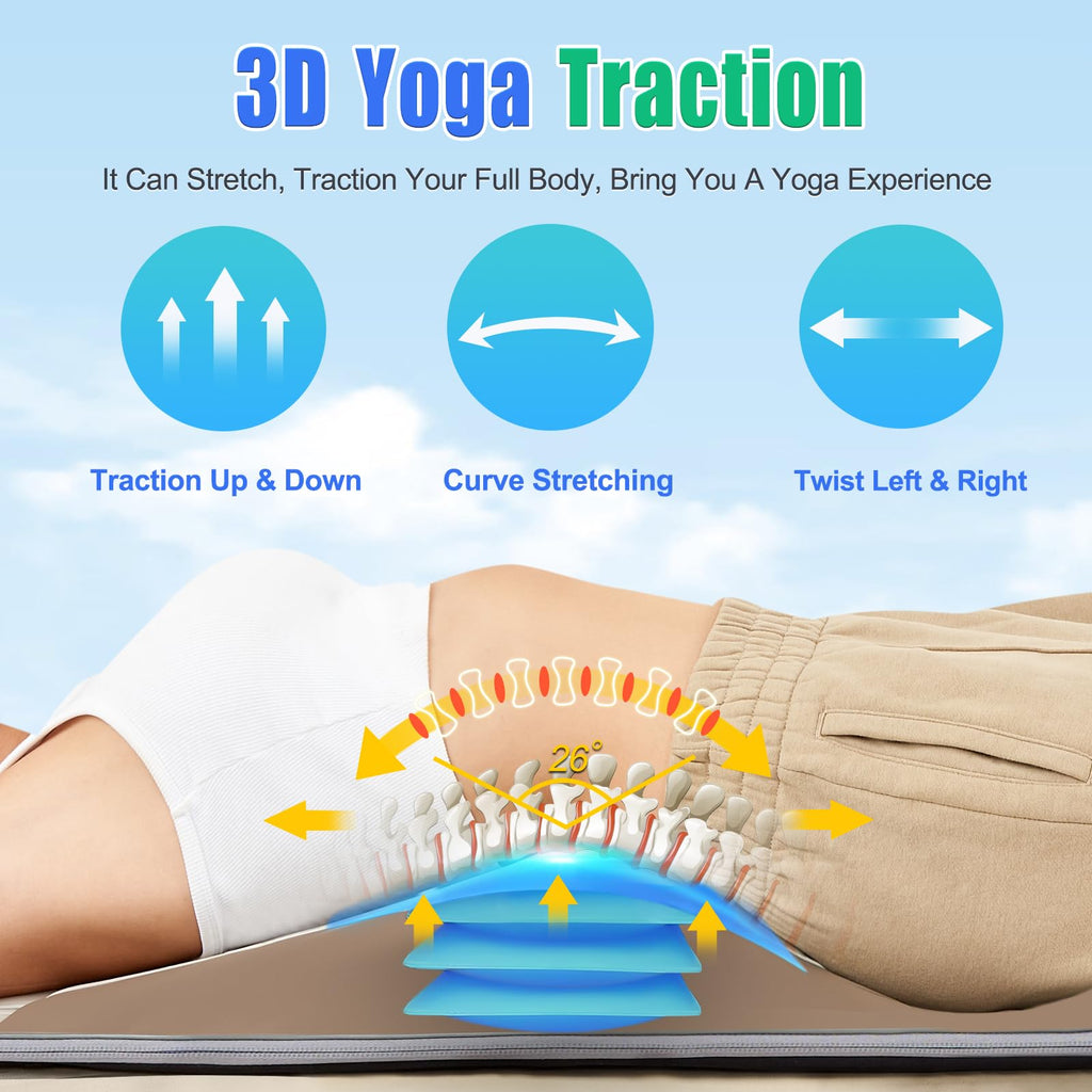Full Body Massage Mat with Airbags Stretching & Heating, 3D Lumbar Traction, 4 Modes 3 Intensities 3 Heat Levels, PU Leather, Portable & Foldable W339