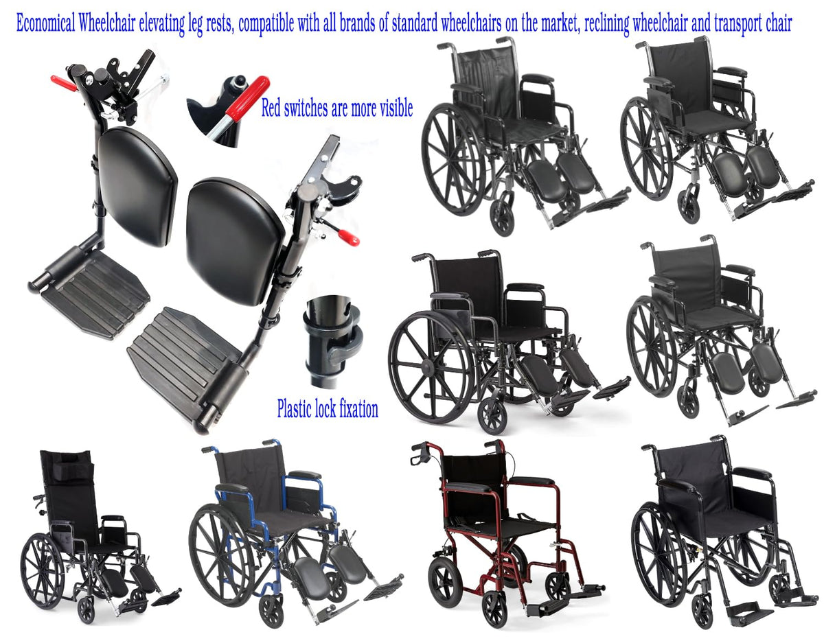 Wheelchair Elevating Leg Rest with Padded Leg Pads and Rotatable Adjustable Footrests F107