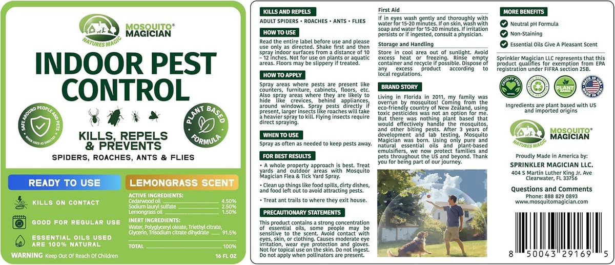 Lemongrass Flea Tick Mosquito Spray 16 OZ J153