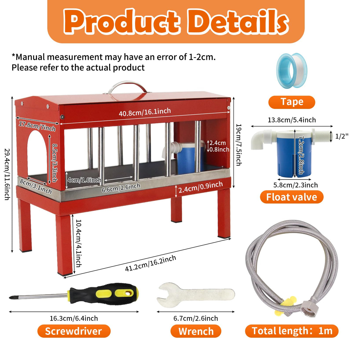 Automatic Stainless Steel Poultry Waterer with Float Valve J4944