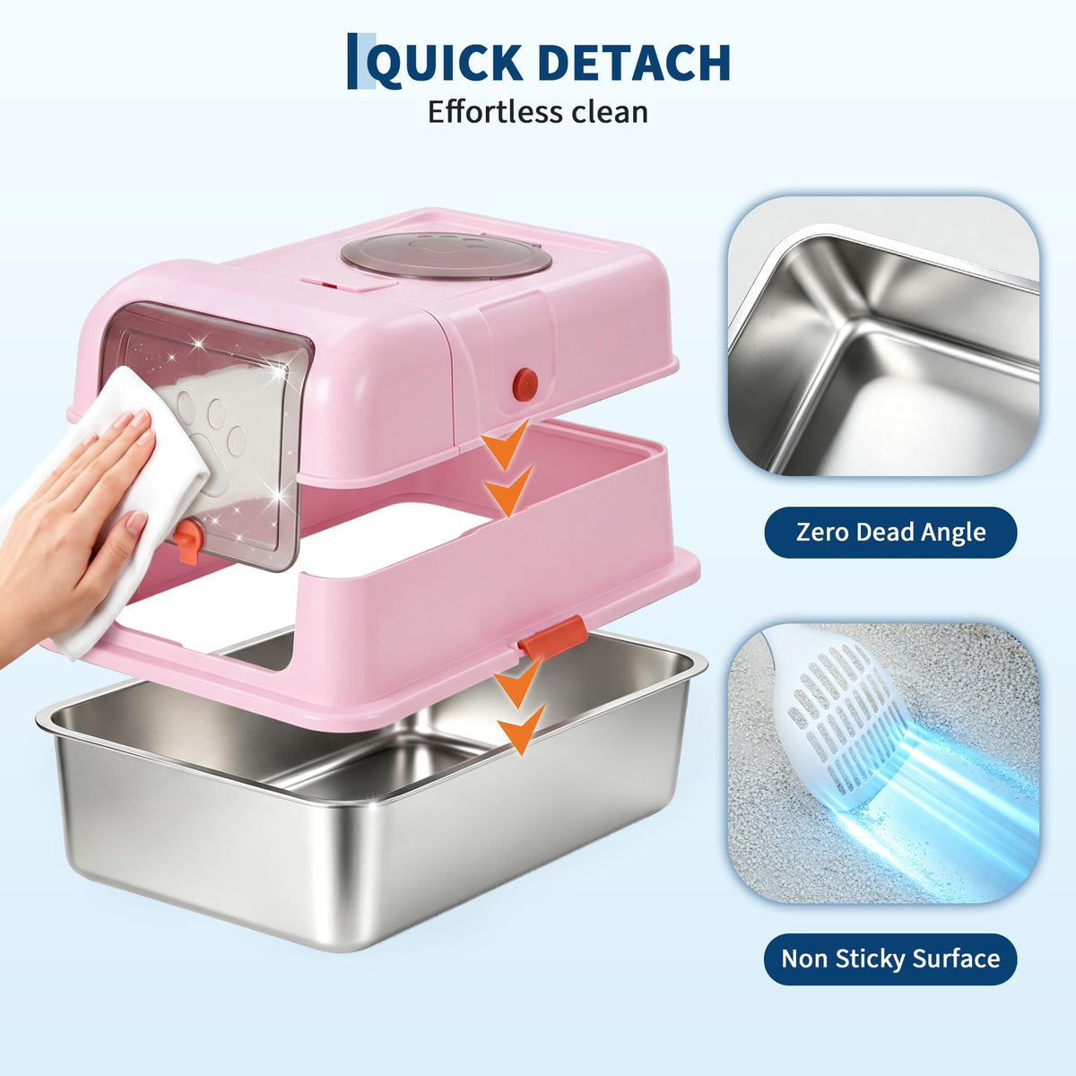 Fully Enclosed Stainless Steel Cat Litter Box with Lid K4995