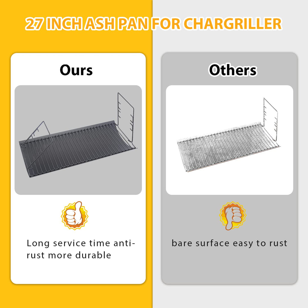 27 inch Charcoal Ash Pan Replacement with 2pcs Grate Hanger J844