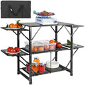 Aluminum Folding Camping Kitchen Table with 2 Shelves O834