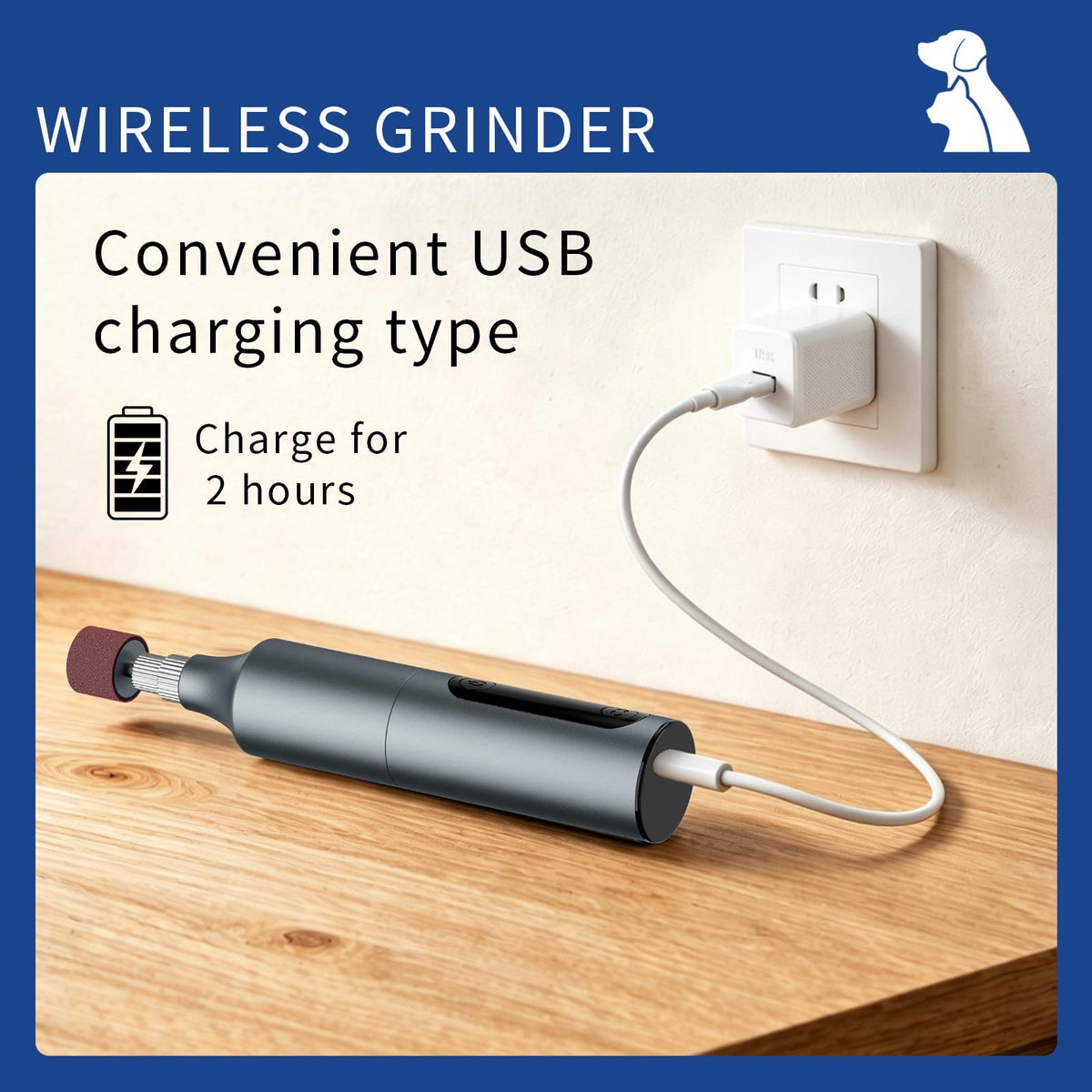 Rechargeable 9-Speed Adjustable Ultra Quiet Electric Dog Nail Grinder N555