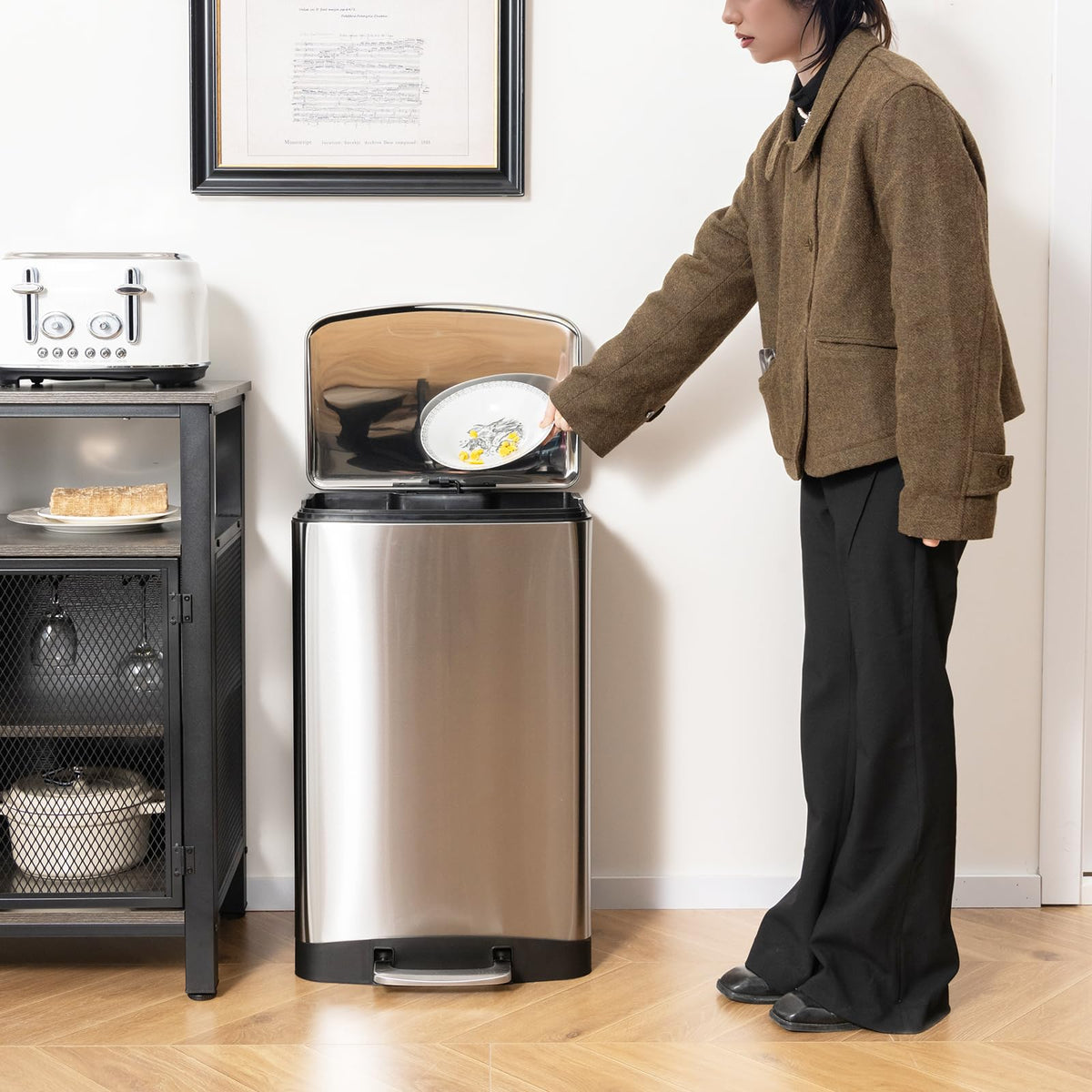 13.2 Gal Stainless Steel Step-on Trash Can N76260