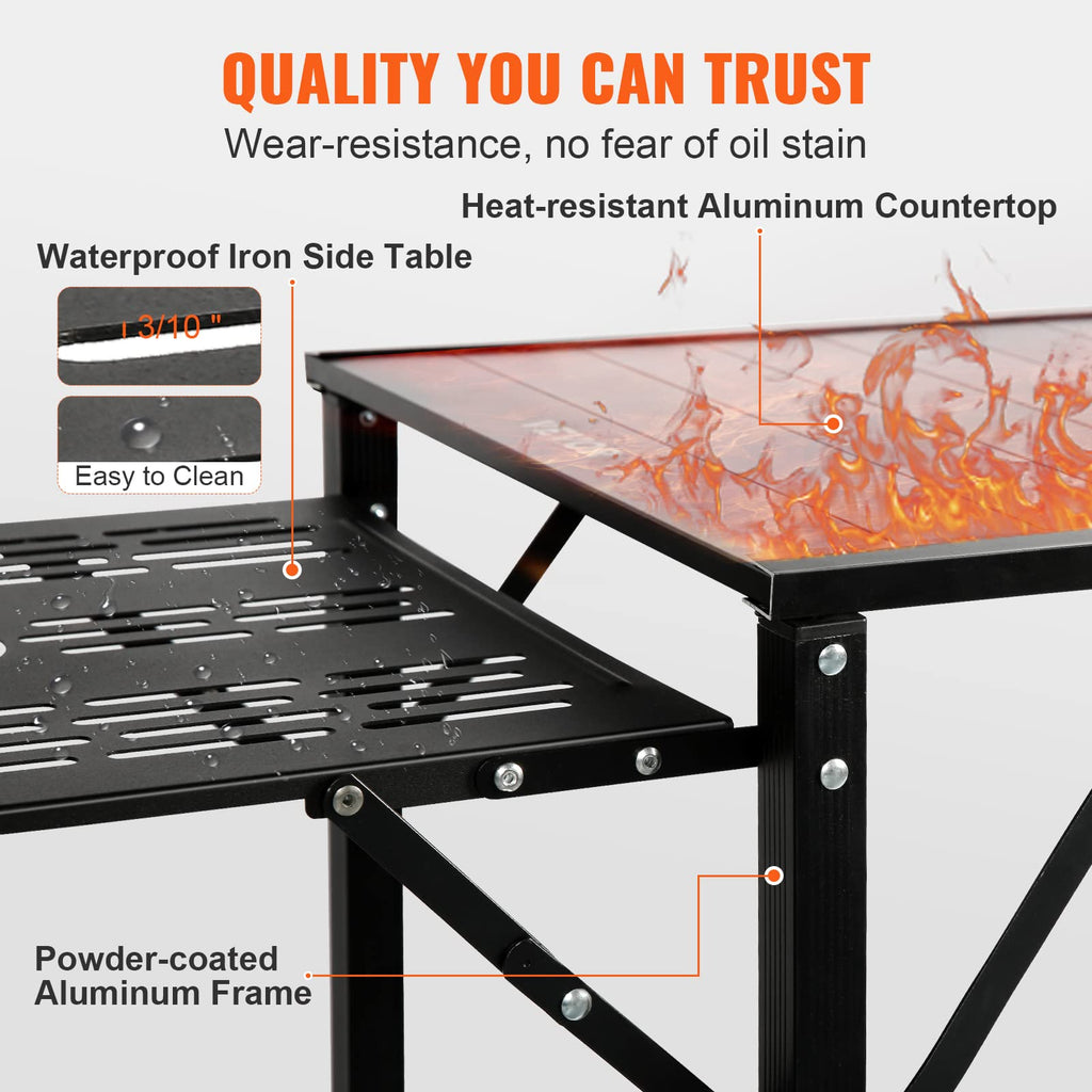 Aluminum Folding Camping Kitchen Table with 2 Shelves O834