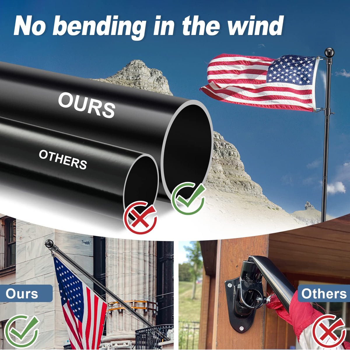 6ft Tangle Free Spinning Flag Pole Kit V342