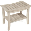 Gray Teak Shower Bench with Shelf 21 Inch X99691