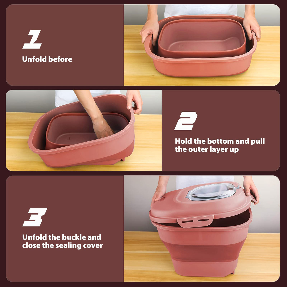 Collapsible Airtight Dry Food Storage Containers with Rolling Wheel X610525
