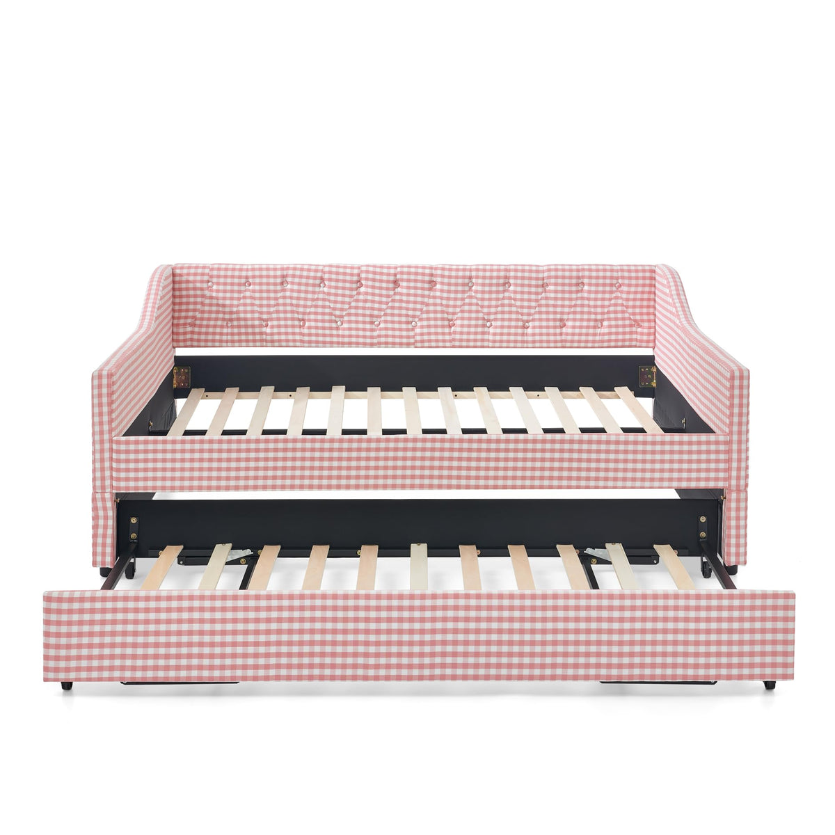 Full Size Upholstered Daybed with Trundle and Side Pocket X65611