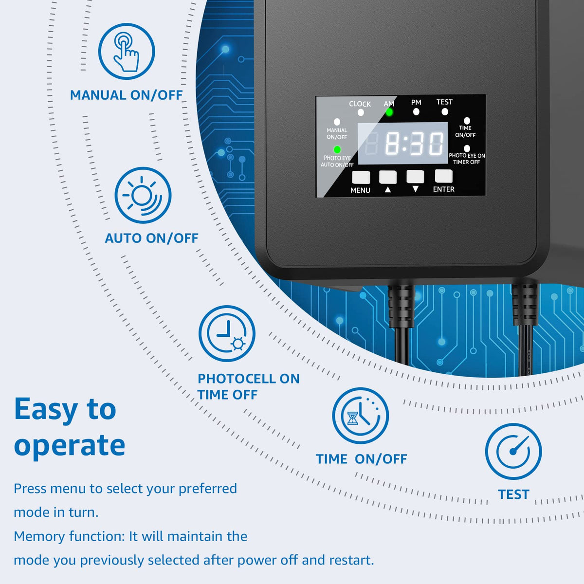 200W Landscape Lighting Transformer with Timer and Photocell Sensor Y4220