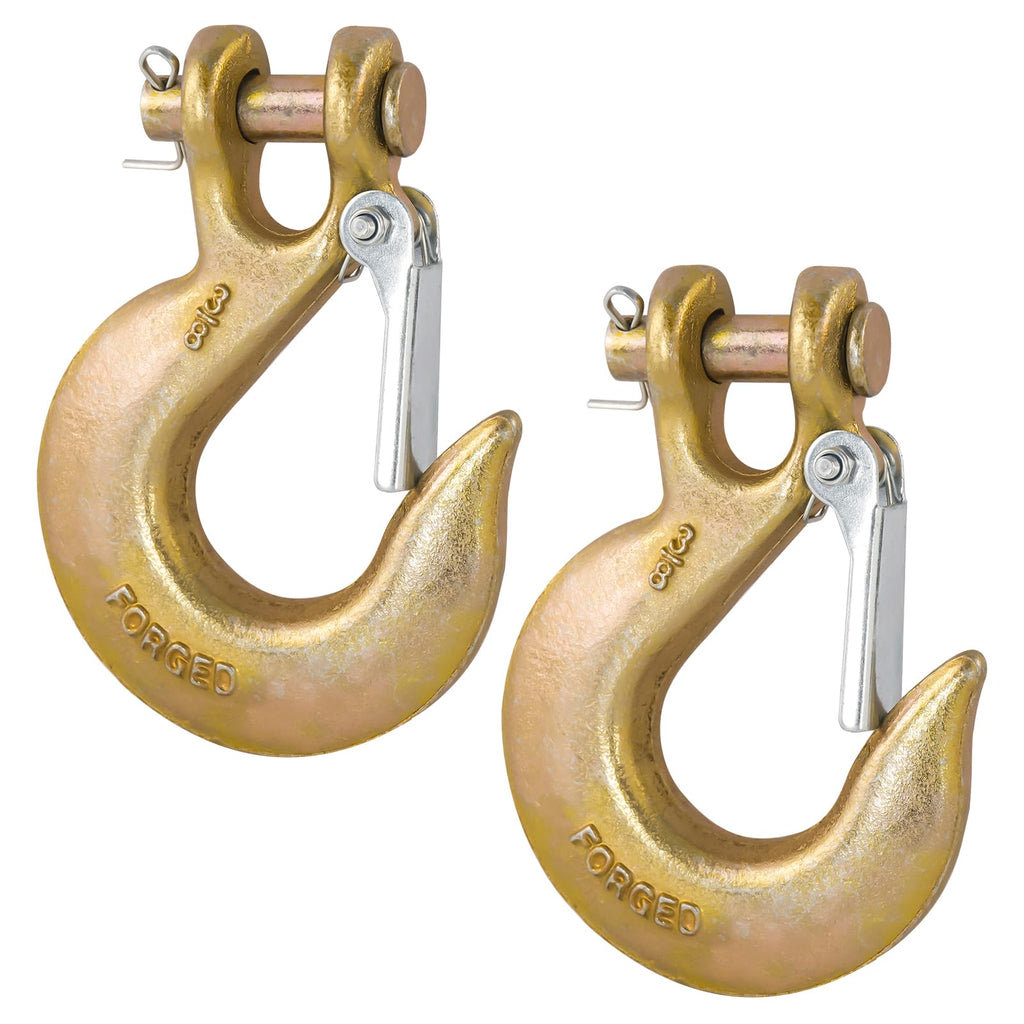 2 Pack 3/8" G70 Clevis Slip Hooks with Safety Latch M3018