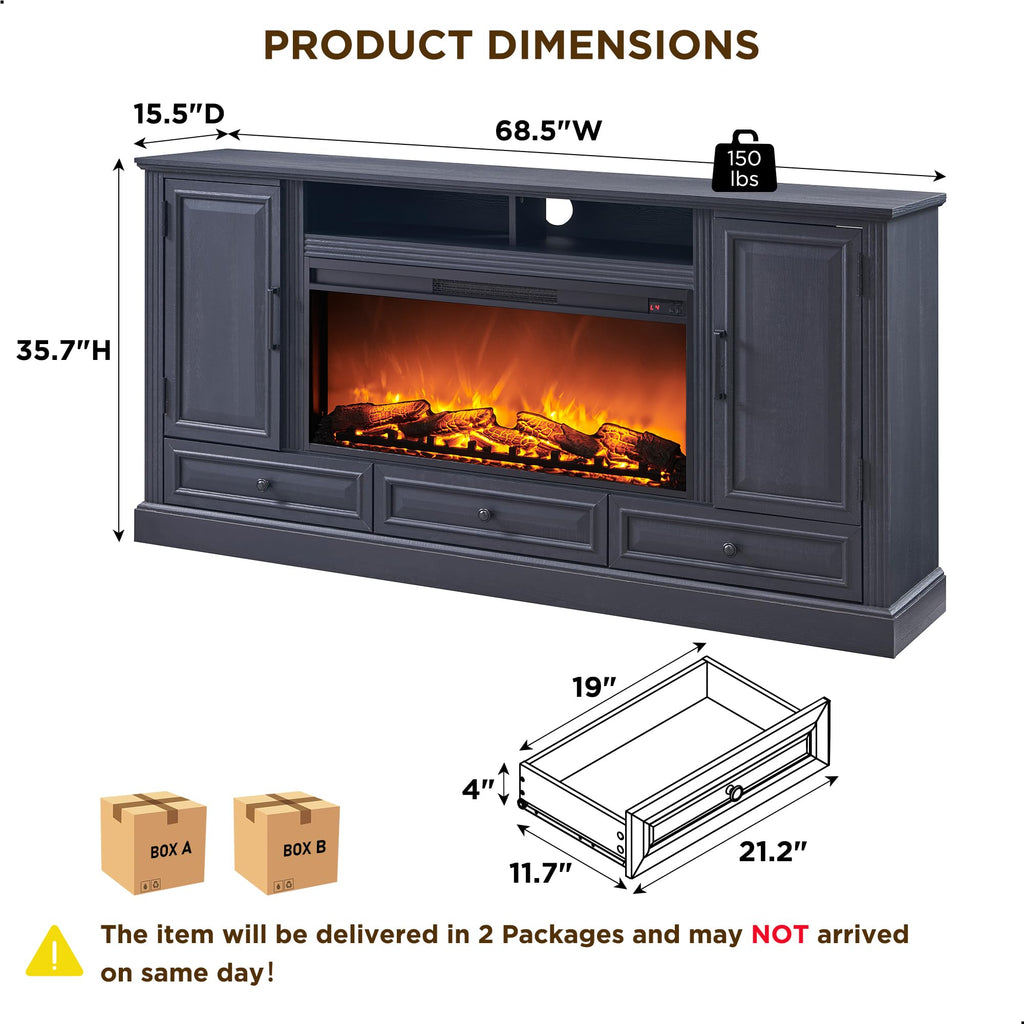 Black Fireplace TV Stand Z13067