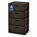 Brown 4 Drawer Plastic Storage Tower H2218