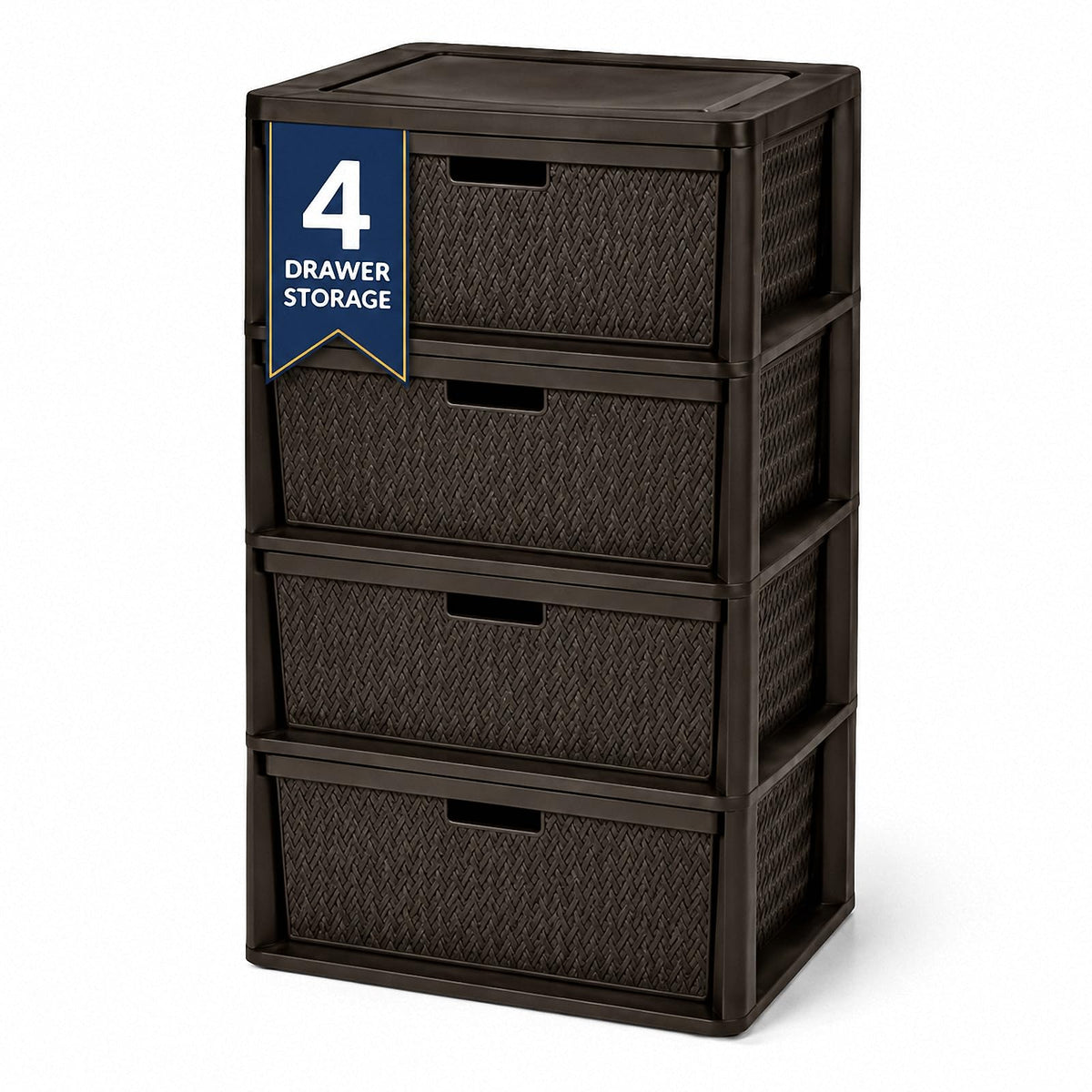 Brown 4 Drawer Plastic Storage Tower H2218