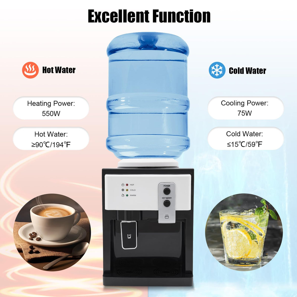 Top Loading Water Cooler Dispenser for 5 Gallon Bottle J2974
