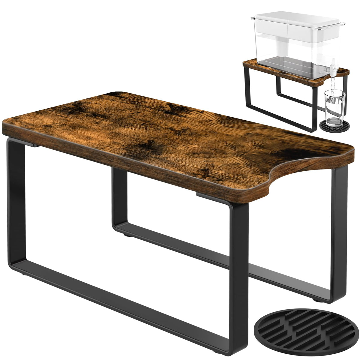 Wood Water Filter Dispenser Stand with Drip Tray T47948