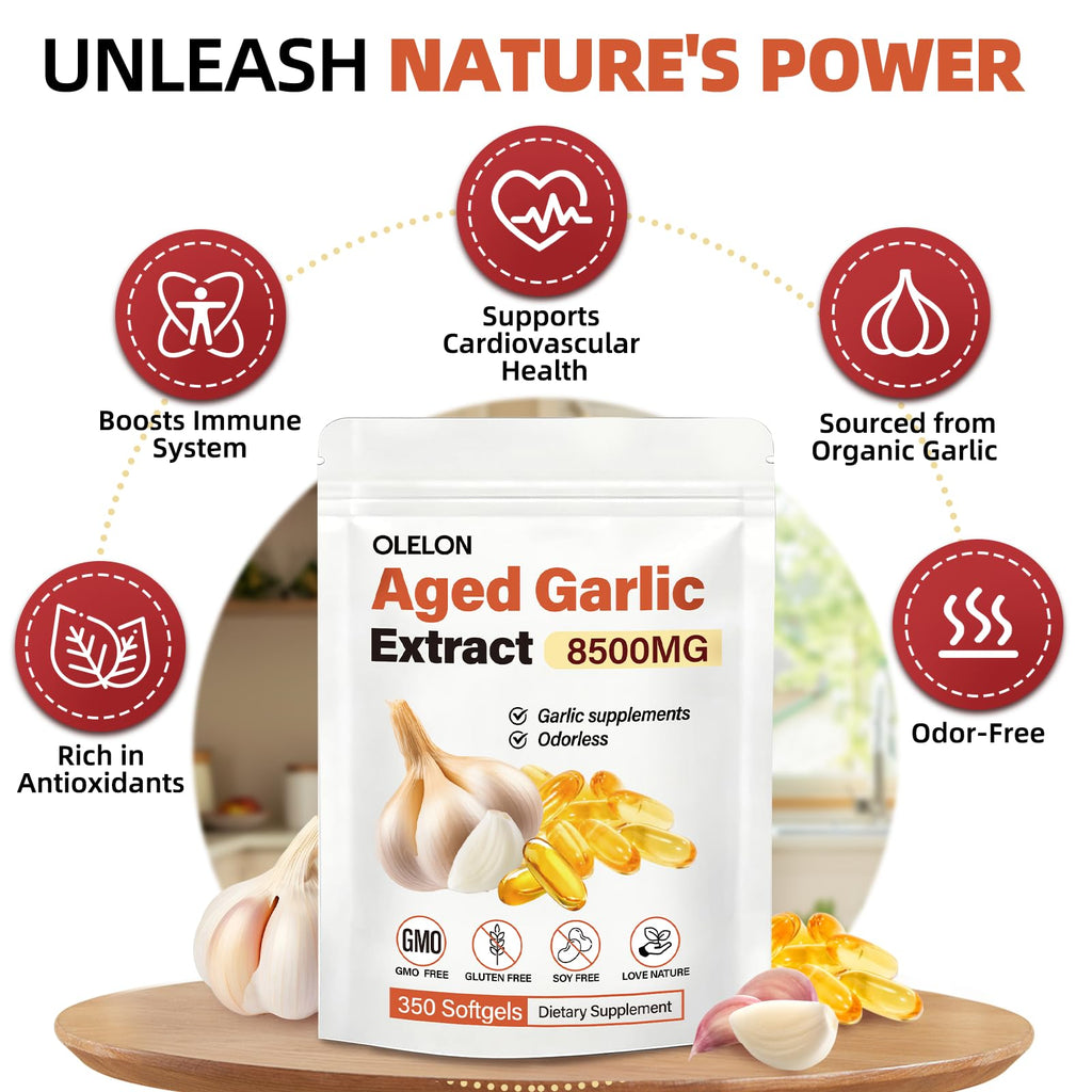 Aged Garlic Extract 350 Softgels Odorless Organic Garlic Supplement T279