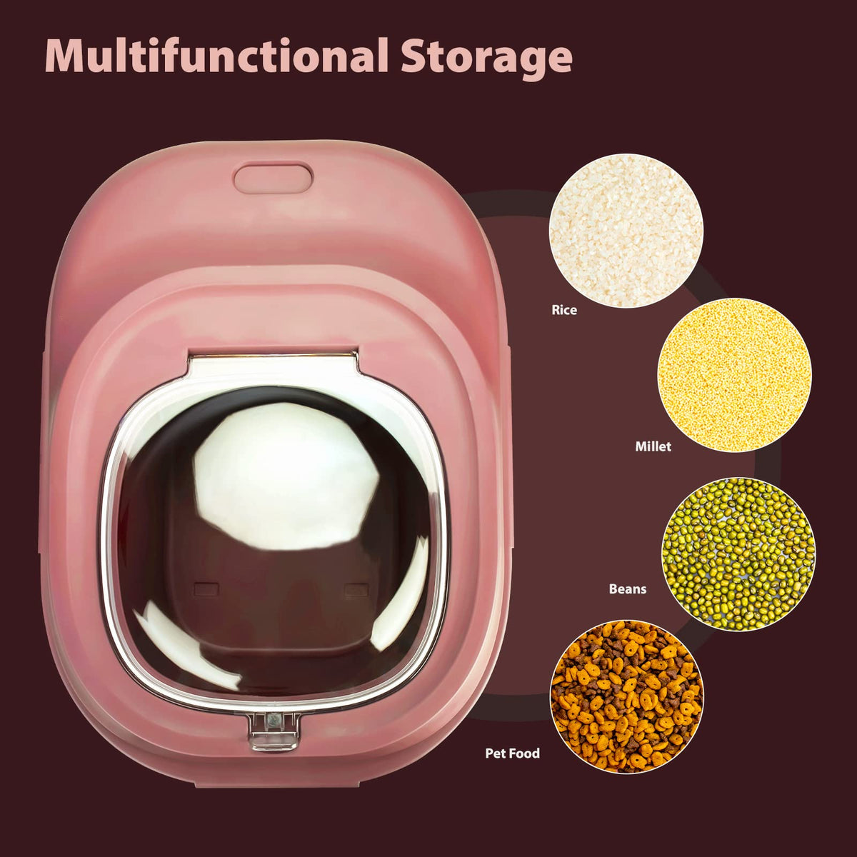 Collapsible Airtight Dry Food Storage Containers with Rolling Wheel X610525